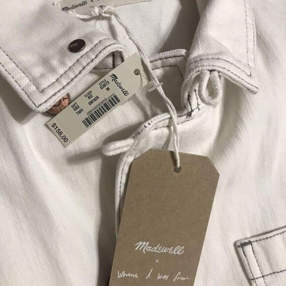 NWT SUPER CUTE ! Madewell x Where I Was From Women's White JEAN Jacket M - Picture 6 of 6